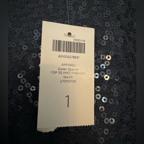 NWT, Chicos Navy Sequin Top size 1 - Picture 2 of 4